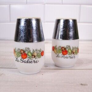 Gemco Spice of Life Salt and Pepper Shakers Vintage Milkglass